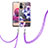 Handyhülle Silikon Hülle Gummi Schutzhülle Flexible Modisch Muster mit Schlüsselband Lanyard Y06B für Xiaomi Redmi Note 10 4G Violett