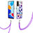Handyhülle Silikon Hülle Gummi Schutzhülle Flexible Modisch Muster mit Schlüsselband Lanyard Y06B für Xiaomi Redmi Note 11 4G (2022) Violett