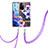 Handyhülle Silikon Hülle Gummi Schutzhülle Flexible Modisch Muster mit Schlüsselband Lanyard Y06B für Xiaomi Redmi Note 11 5G Violett