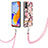 Handyhülle Silikon Hülle Gummi Schutzhülle Flexible Modisch Muster mit Schlüsselband Lanyard Y06B für Xiaomi Redmi Note 11 Pro 4G Rosa