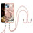 Handyhülle Silikon Hülle Gummi Schutzhülle Flexible Modisch Muster mit Schlüsselband Lanyard Y07B für Apple iPhone 13 Rosa