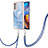 Handyhülle Silikon Hülle Gummi Schutzhülle Flexible Modisch Muster mit Schlüsselband Lanyard Y07B für Motorola Moto E32 Blau