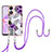 Handyhülle Silikon Hülle Gummi Schutzhülle Flexible Modisch Muster mit Schlüsselband Lanyard YB3 für Oppo A58 5G Violett