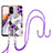 Handyhülle Silikon Hülle Gummi Schutzhülle Flexible Modisch Muster mit Schlüsselband Lanyard YB3 für Xiaomi Poco C55 Violett