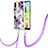Handyhülle Silikon Hülle Gummi Schutzhülle Flexible Modisch Muster mit Schlüsselband Lanyard YB3 für Xiaomi Redmi A2 Plus Violett