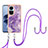 Handyhülle Silikon Hülle Gummi Schutzhülle Flexible Modisch Muster mit Schlüsselband Lanyard YB5 für Oppo Reno10 Pro 5G Violett