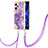 Handyhülle Silikon Hülle Gummi Schutzhülle Flexible Modisch Muster mit Schlüsselband Lanyard YB5 für Xiaomi Redmi Note 12 Explorer Violett