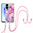 Handyhülle Silikon Hülle Gummi Schutzhülle Flexible Modisch Muster mit Schlüsselband Lanyard YB7 für Huawei Honor 90 Lite 5G Rosa