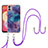 Handyhülle Silikon Hülle Gummi Schutzhülle Flexible Modisch Muster mit Schlüsselband Lanyard YB7 für Samsung Galaxy A04 4G Violett