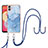 Handyhülle Silikon Hülle Gummi Schutzhülle Flexible Modisch Muster mit Schlüsselband Lanyard YB7 für Samsung Galaxy A04E Blau