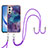 Handyhülle Silikon Hülle Gummi Schutzhülle Flexible Modisch Muster mit Schlüsselband Lanyard YB7 für Samsung Galaxy A24 4G Violett