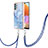 Handyhülle Silikon Hülle Gummi Schutzhülle Flexible Modisch Muster mit Schlüsselband Lanyard YB7 für Samsung Galaxy A32 4G Blau