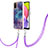 Handyhülle Silikon Hülle Gummi Schutzhülle Flexible Modisch Muster mit Schlüsselband Lanyard YB7 für Samsung Galaxy M02s Violett