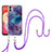 Handyhülle Silikon Hülle Gummi Schutzhülle Flexible Modisch Muster mit Schlüsselband Lanyard YB7 für Samsung Galaxy M04 Violett