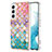Handyhülle Silikon Hülle Gummi Schutzhülle Flexible Modisch Muster S01 für Samsung Galaxy S22 5G Rosa