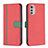 Handytasche Stand Schutzhülle Flip Leder Hülle B04F für Motorola Moto E32 Rot