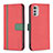 Handytasche Stand Schutzhülle Flip Leder Hülle B04F für Motorola Moto E32s Rot