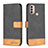 Handytasche Stand Schutzhülle Flip Leder Hülle B05F für Motorola Moto E20 Schwarz