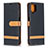 Handytasche Stand Schutzhülle Flip Leder Hülle B16F für Samsung Galaxy A12 Nacho Schwarz