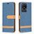 Handytasche Stand Schutzhülle Flip Leder Hülle B16F für Vivo Y02 Blau