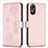 Handytasche Stand Schutzhülle Flip Leder Hülle Blumen BF1 für Oppo A17 Rosegold