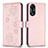 Handytasche Stand Schutzhülle Flip Leder Hülle Blumen BF1 für Oppo A58 5G Rosegold