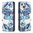 Handytasche Stand Schutzhülle Flip Leder Hülle Blumen für Apple iPhone 13 Blau