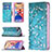 Handytasche Stand Schutzhülle Flip Leder Hülle Blumen für Apple iPhone 13 Cyan