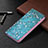 Handytasche Stand Schutzhülle Flip Leder Hülle Blumen für Apple iPhone 13 Cyan