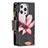 Handytasche Stand Schutzhülle Flip Leder Hülle Blumen für Apple iPhone 13 Pro Max Braun