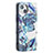 Handytasche Stand Schutzhülle Flip Leder Hülle Blumen für Apple iPhone 14 Plus Blau