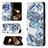 Handytasche Stand Schutzhülle Flip Leder Hülle Blumen für Apple iPhone 14 Pro Max Blau