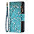 Handytasche Stand Schutzhülle Flip Leder Hülle Blumen für Apple iPhone 14 Pro Max Cyan