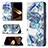 Handytasche Stand Schutzhülle Flip Leder Hülle Blumen für Apple iPhone 15 Plus Blau