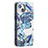 Handytasche Stand Schutzhülle Flip Leder Hülle Blumen für Apple iPhone 15 Plus Blau