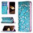 Handytasche Stand Schutzhülle Flip Leder Hülle Blumen für Apple iPhone 15 Plus Cyan