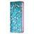 Handytasche Stand Schutzhülle Flip Leder Hülle Blumen für Apple iPhone 15 Plus Cyan