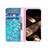 Handytasche Stand Schutzhülle Flip Leder Hülle Blumen für Apple iPhone 15 Plus Cyan