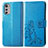 Handytasche Stand Schutzhülle Flip Leder Hülle Blumen für Motorola Moto E32 Blau