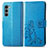 Handytasche Stand Schutzhülle Flip Leder Hülle Blumen für Motorola Moto G200 5G Blau