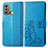 Handytasche Stand Schutzhülle Flip Leder Hülle Blumen für Motorola Moto G60 Blau