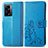 Handytasche Stand Schutzhülle Flip Leder Hülle Blumen für Oppo K10 5G India Blau