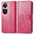 Handytasche Stand Schutzhülle Flip Leder Hülle Blumen für Oppo Reno10 Pro 5G Pink
