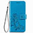 Handytasche Stand Schutzhülle Flip Leder Hülle Blumen für Samsung Galaxy A22 4G Blau