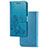 Handytasche Stand Schutzhülle Flip Leder Hülle Blumen für Samsung Galaxy A91 Blau