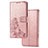Handytasche Stand Schutzhülle Flip Leder Hülle Blumen für Xiaomi Redmi 9T 4G Rosa