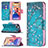 Handytasche Stand Schutzhülle Flip Leder Hülle Blumen L01 für Apple iPhone 13 Cyan