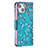 Handytasche Stand Schutzhülle Flip Leder Hülle Blumen L01 für Apple iPhone 13 Cyan