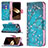 Handytasche Stand Schutzhülle Flip Leder Hülle Blumen L01 für Apple iPhone 15 Cyan