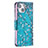 Handytasche Stand Schutzhülle Flip Leder Hülle Blumen L01 für Apple iPhone 15 Cyan